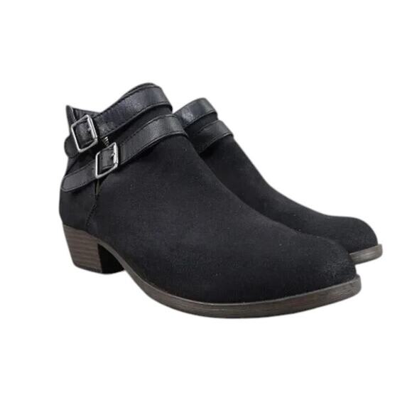 Curfew Shoes Womens 7.5 Booties Fashion Classic Block Heel Double Buckle Straps - Picture 1 of 14
